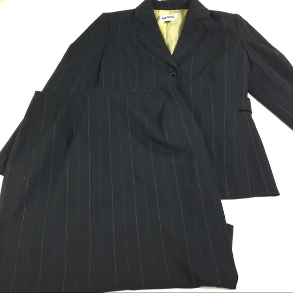 Kasper Skirts Kasper Womens Black Pinstripe Skirt Suit 6p Poshmark